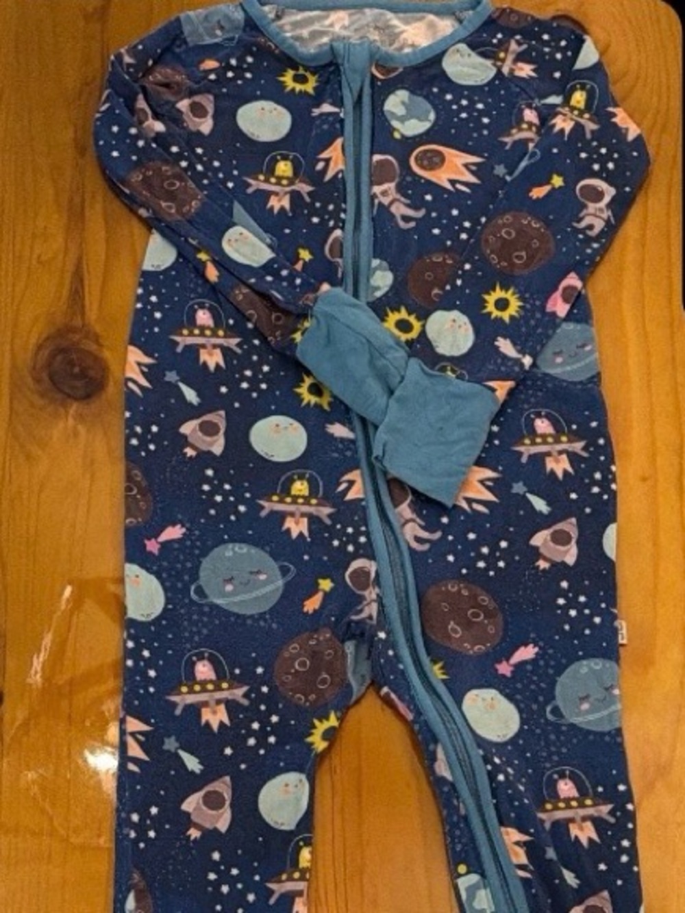 Kids Space Print Footed Sleeper - Blue